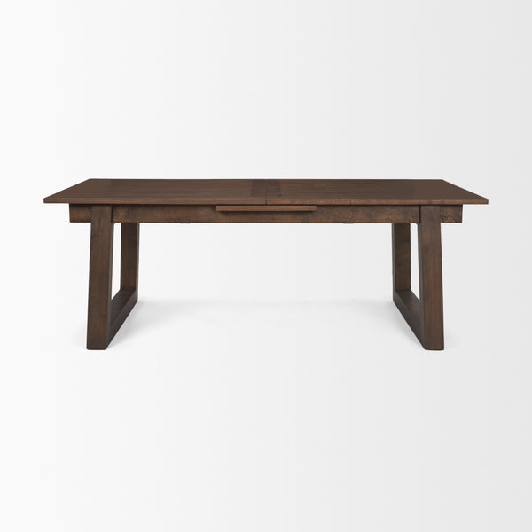 Takota Dark Brown Rectangular Oak Wood w/ Birch Wood Legs Extendable Dining Table