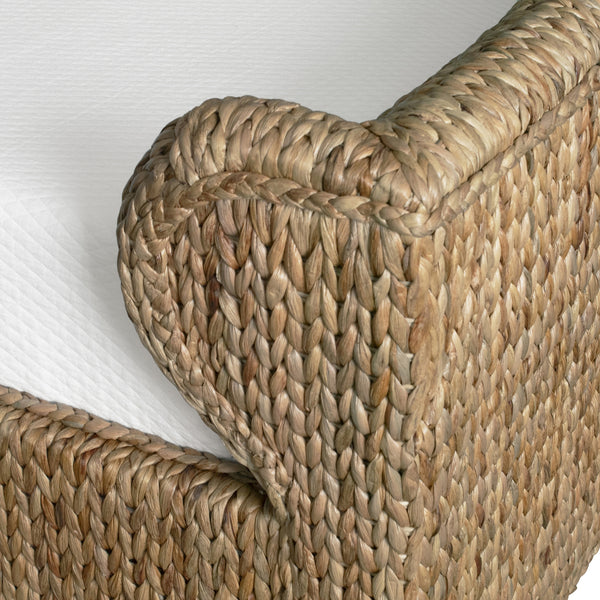 WINGED HEADBOARD AND FOOTBOARD WITH SIDE RAILS IN NATURAL WATER HYACINTH, KING SIZE