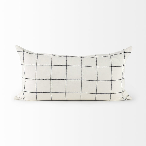 Suzanne 14 x 26 White/Black Square Pattern Decorative Pillow Cover