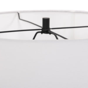 Cedric Table Lamp In Slate Grey Marble-Ivory Linen-Jet Black