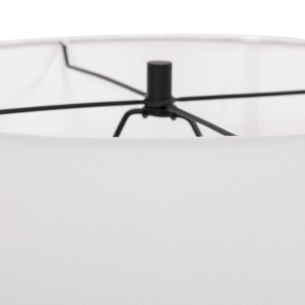 Cedric Table Lamp In Slate Grey Marble-Ivory Linen-Jet Black