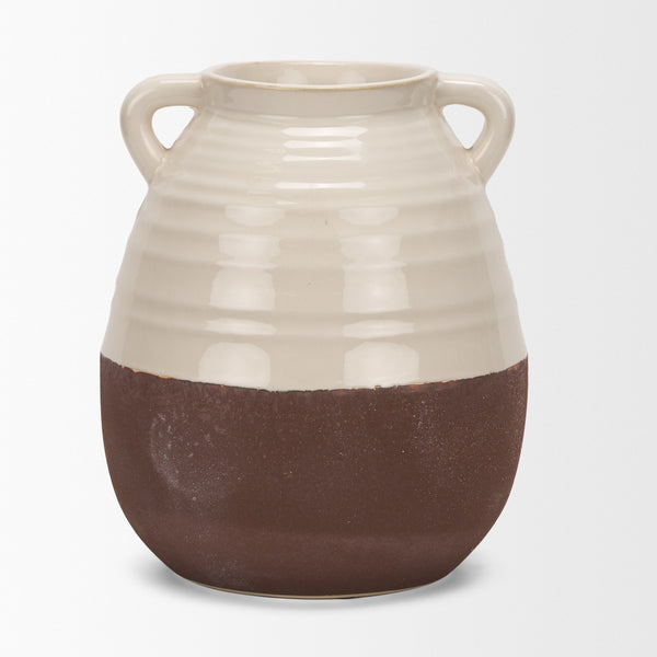 Tryna Large Beige w/ Matte Brown Ceramic Vase