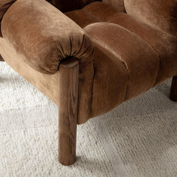 Sansa Upholstered Accent Chair with Oak Wood Arms - Bronze