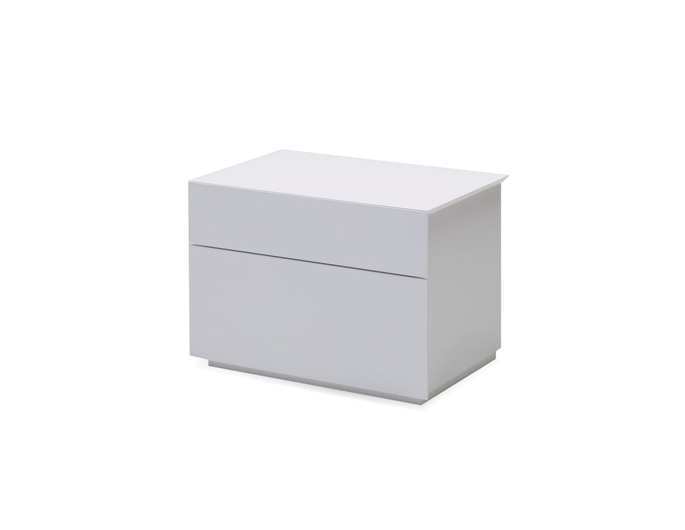 Vex 2 drawer night table in matte white
