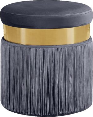 Edna Ottoman/Stool In Grey Velvet