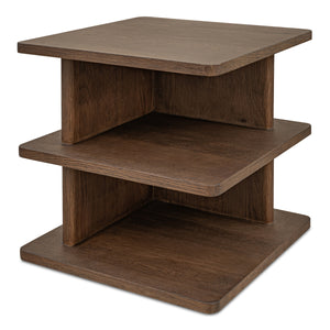 Casey Side Table Dark Brown with Shelves