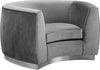 Crystal Chair In Grey Velvet and Chrome
