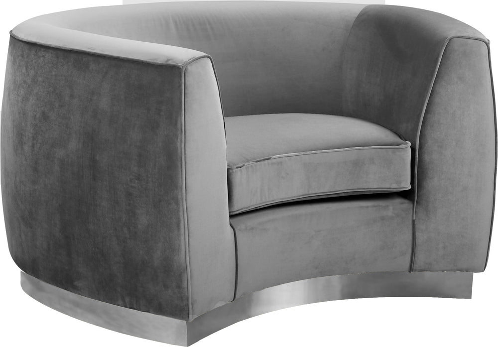 Crystal Chair In Grey Velvet and Chrome