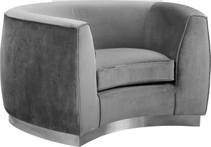 Crystal Chair In Grey Velvet and Chrome