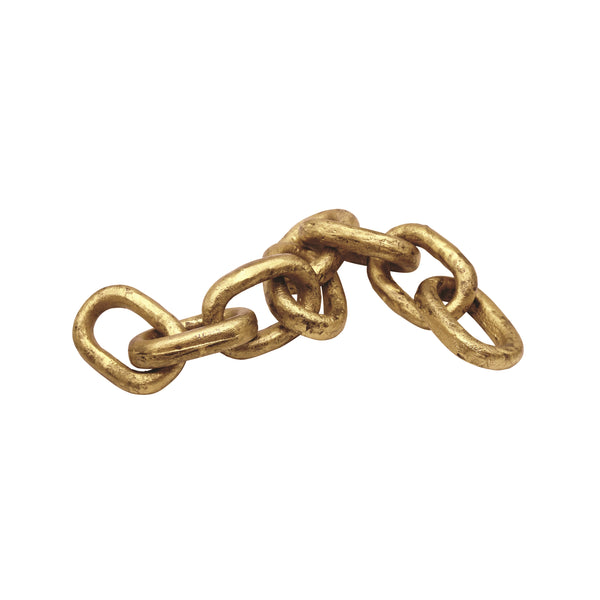 ALUMINUM METAL CHAIN LINK OBJECT IN TEXTURED BRASS FINISH