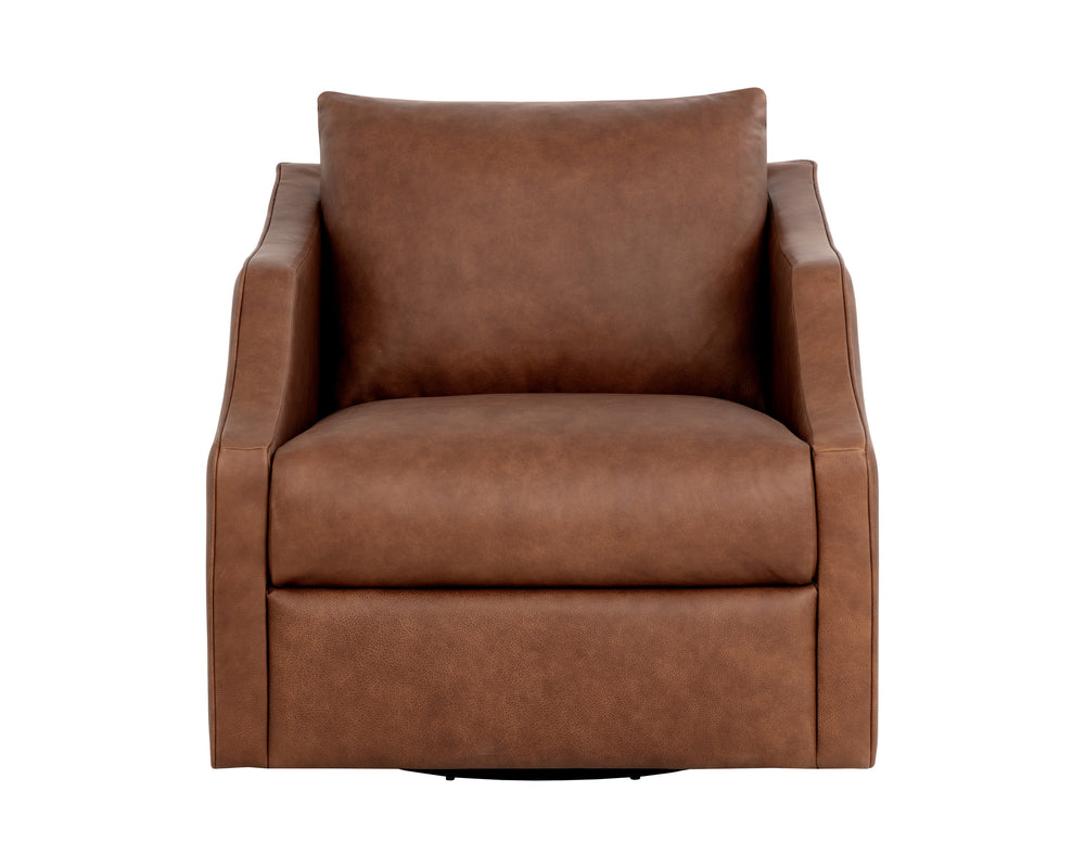 ORWELL SWIVEL LOUNGE CHAIR - COGNAC LEATHER