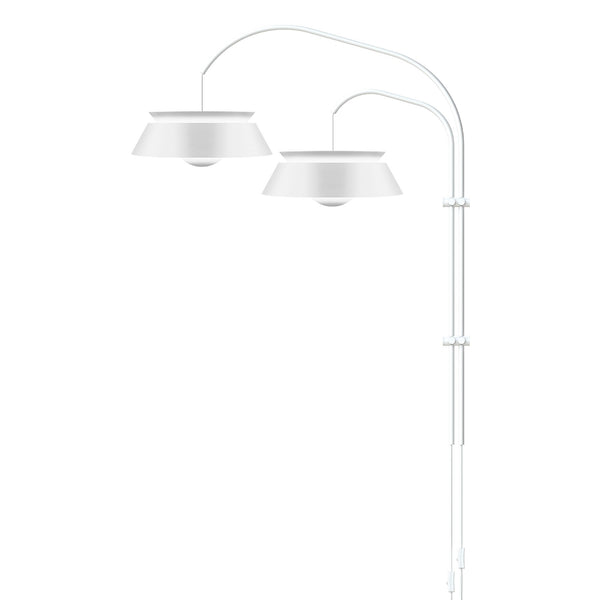 Cuna White 2-Light Wall Lamp with White Wall Hanger