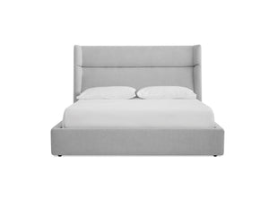 Cove Storage Queen Bed in heather grey chenille fabric