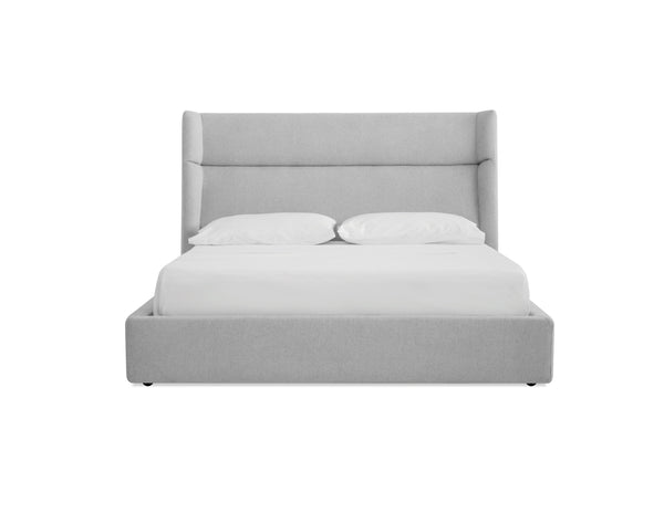 Cove Storage Queen Bed in heather grey chenille fabric