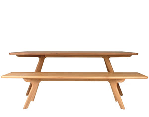 charles bench in natural beechwood and walnut fini