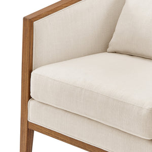 Tillman Faux Leather/Linen Accent Arm Chair, Casa Caramel/Shortbread