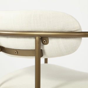Parker  Cream Fabric Seat Gold Metal Counter Stool