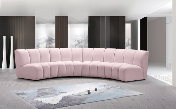 Lynda 4pc. Modular Sectional In Pink Velvet