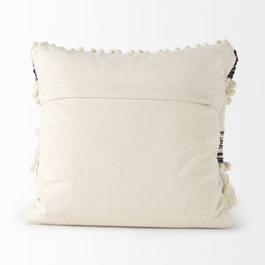 Beardell 18 x 18 Cream And Black Details With Tassels  Decorative Pillow Cover