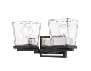 Bleeker Street 2 Light Vanity in Matte Black + Chrome Finish