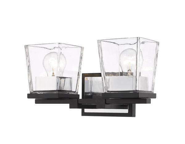 Bleeker Street 2 Light Vanity in Matte Black + Chrome Finish