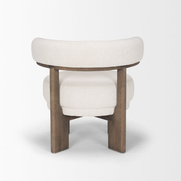 Souvik Dark Brown Wood w/ Oatmeal Fabric Accent Chair