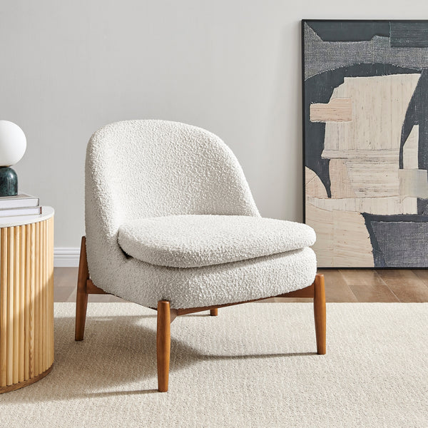 Adriana KD Fabric Accent Chair Walnut Legs, Solana Beige
