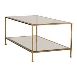 GOLD LEAF RECTANGULAR COFFEE TABLE W BEVELED GLASS