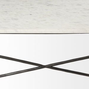 Lorlei I 53.0 X 35.0 X 15.5 White Marble Top W/ X-Shaped Antique Gold Iron Base Coffee Table