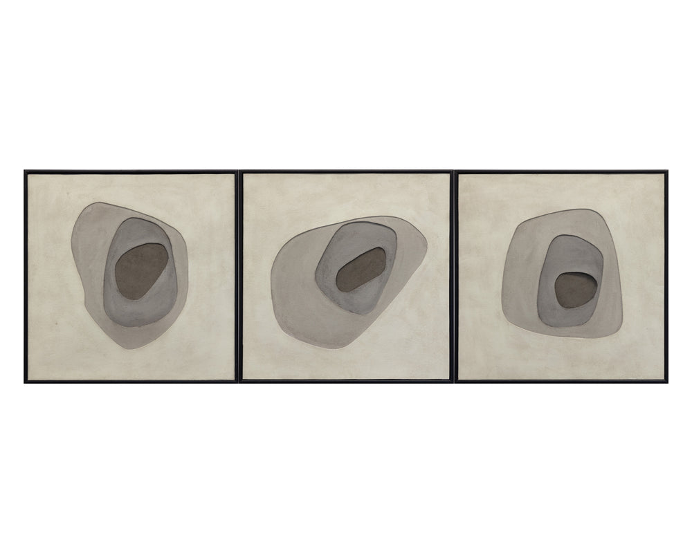 ZEN GARDEN (SET OF 3) - 30" X 30" - BLACK FLOATER FRAME