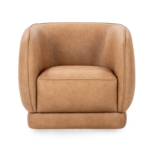 Rinner Leather Accent Barrel Chair in Tan