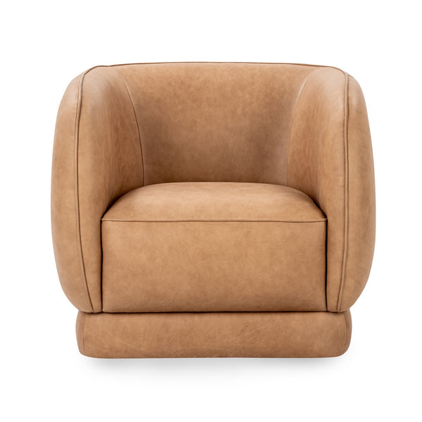 Rinner Leather Accent Barrel Chair in Tan
