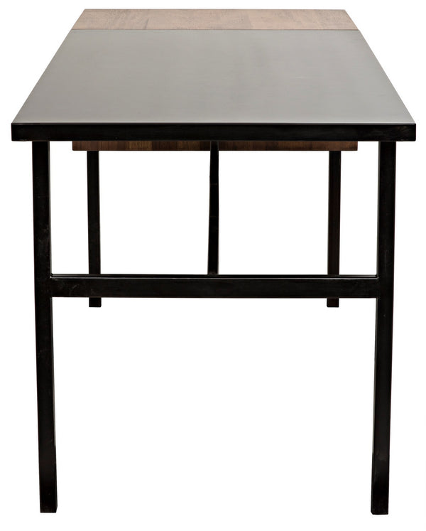 Algeron Dark Walnut Desk with Matte Black Industrial Steel Frame