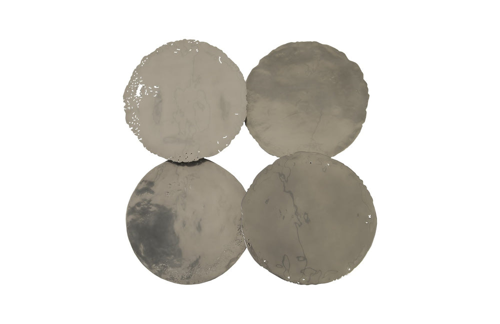 Galvanized Wall Discs, Set of 4, Liquid Silver
