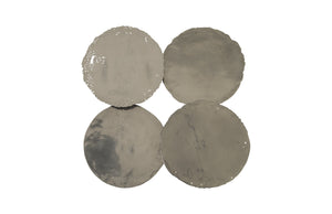 Galvanized Wall Discs, Set of 4, Liquid Silver