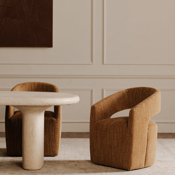 Moe's Barrow Rolling Dining Chair in Amber Glow