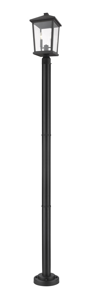 Beacon 2 Light Outdoor Post Mounted Fixture in Black Finish