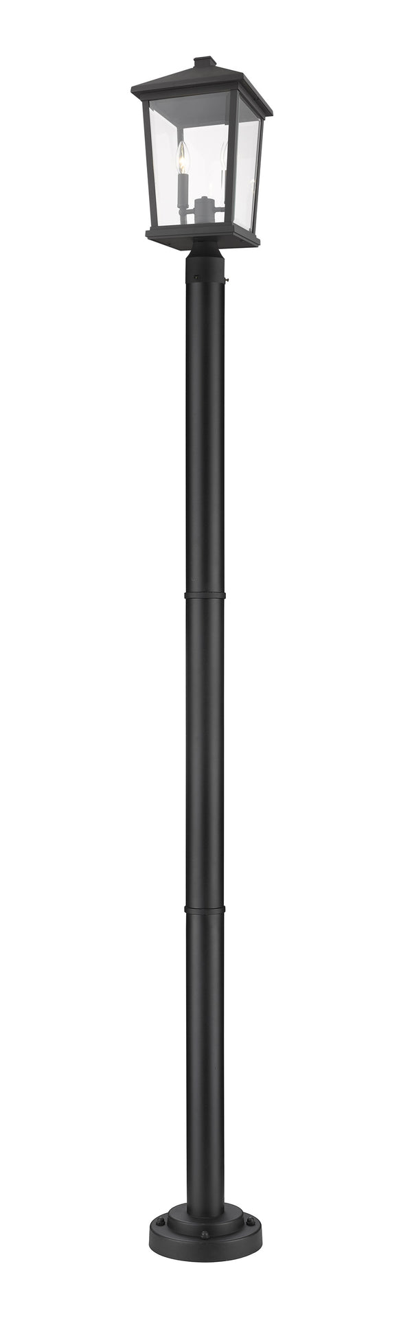 Beacon 2 Light Outdoor Post Mounted Fixture in Black Finish