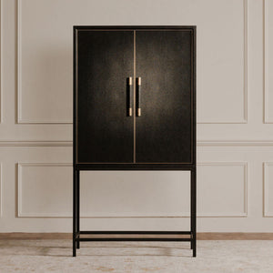 Mako Bar Cabinet with Brass Accents