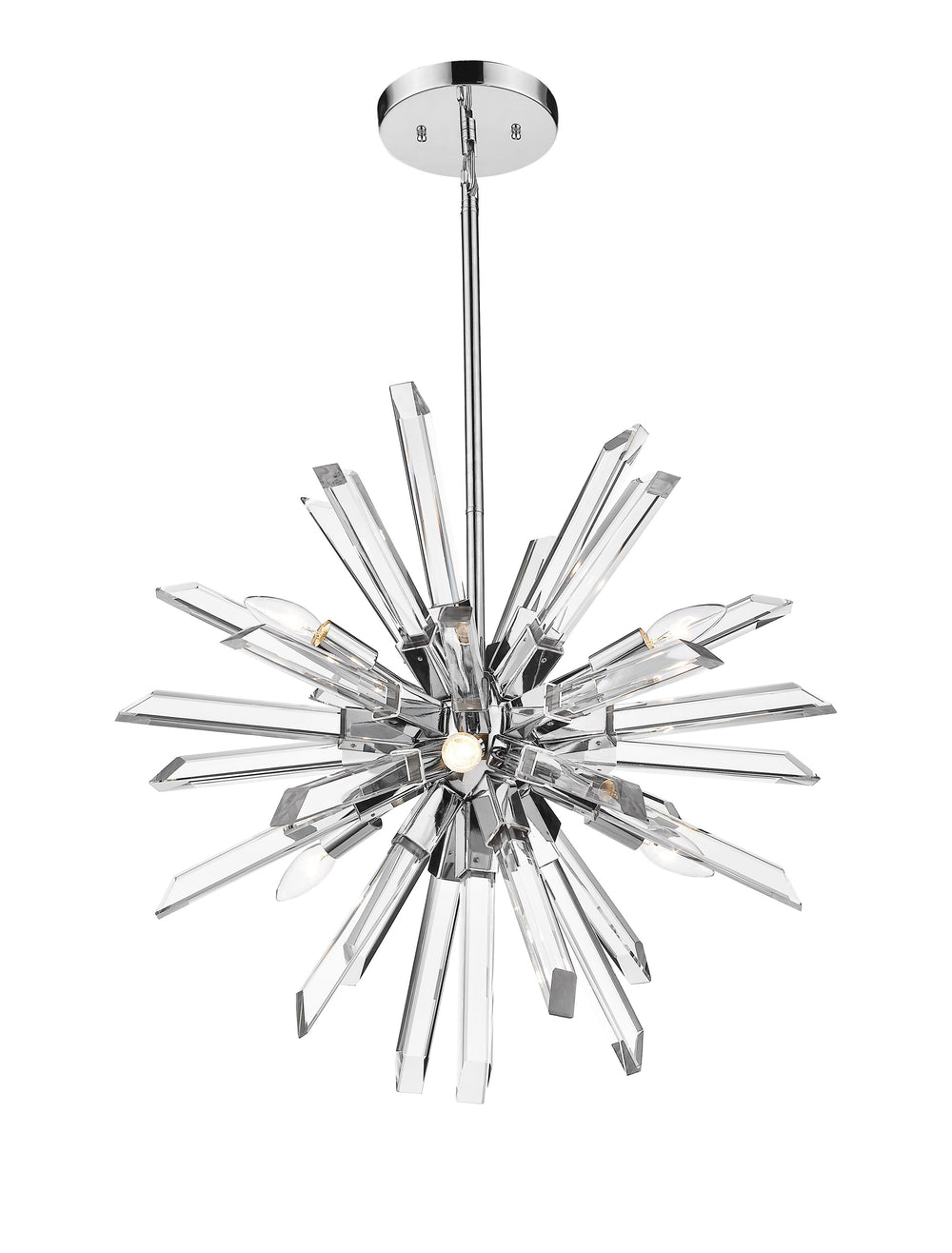 Burst 6 Light Chandelier in Chrome Finish