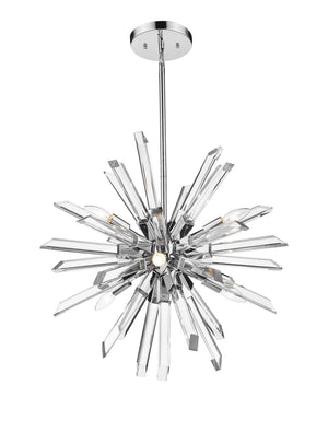 Burst 6 Light Chandelier in Chrome Finish