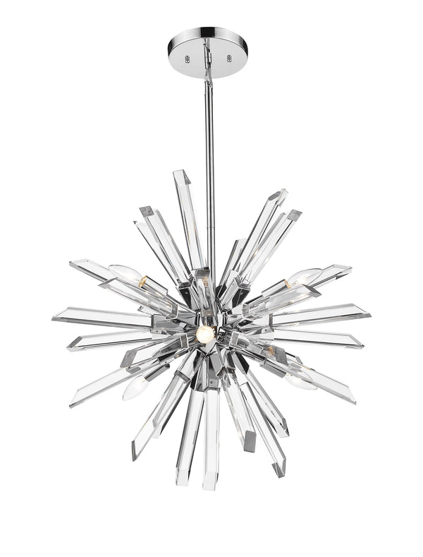 Burst 6 Light Chandelier in Chrome Finish
