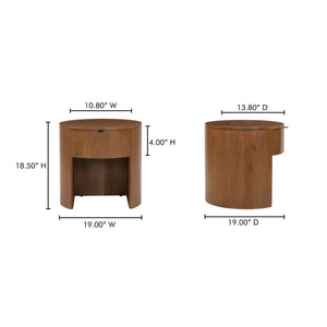 Theo One Drawer Nightstand in Brown Oak