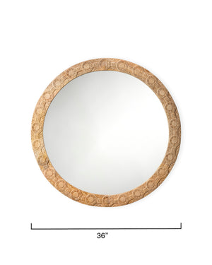  Relief Wood Carved Round Wall Mirror