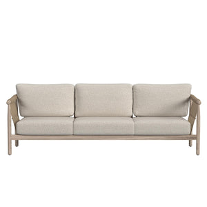 Classic Home Leo Outdoor Sofa in Taupe, Teak/Olefin
