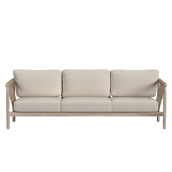 Classic Home Leo Outdoor Sofa in Taupe, Teak/Olefin