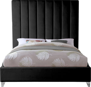 Glenda Full Bed In Black Velvet