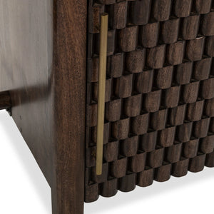 Norwood Solid Mango Wood Desk with Brass Detailing - Bark Brown