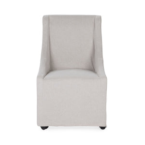 Warwick Upholstered Rolling Dining Chair in Stone Beige