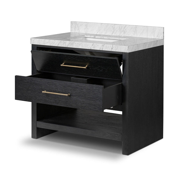 Anthem Single Vanity - Black Wash Oak Veneer